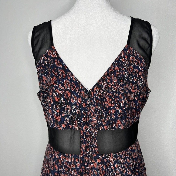 BCBGeneration Navy Blue Red Black Abstract Floral Sleeveless Dress Sz 10 - Picture 7 of 11